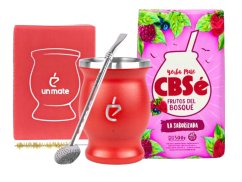 Un Mate Set červený + Yerba Mate dle výběru