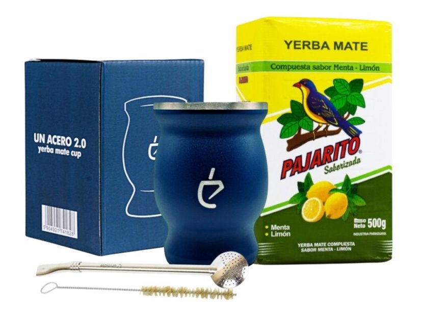 Un Mate Set modrý + Yerba Mate dle výběru - Příchuť: CBSé Naranja