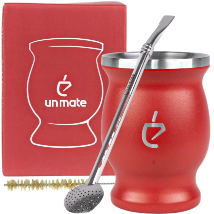 Un Mate Set červený + Yerba Mate dle výběru - Příchuť: CBSé Silueta Naranja