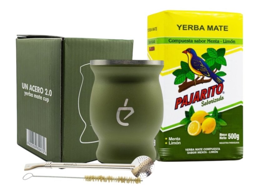 Un Mate Set zelený + Yerba Mate dle výběru - Příchuť: CBSé Silueta Naranja