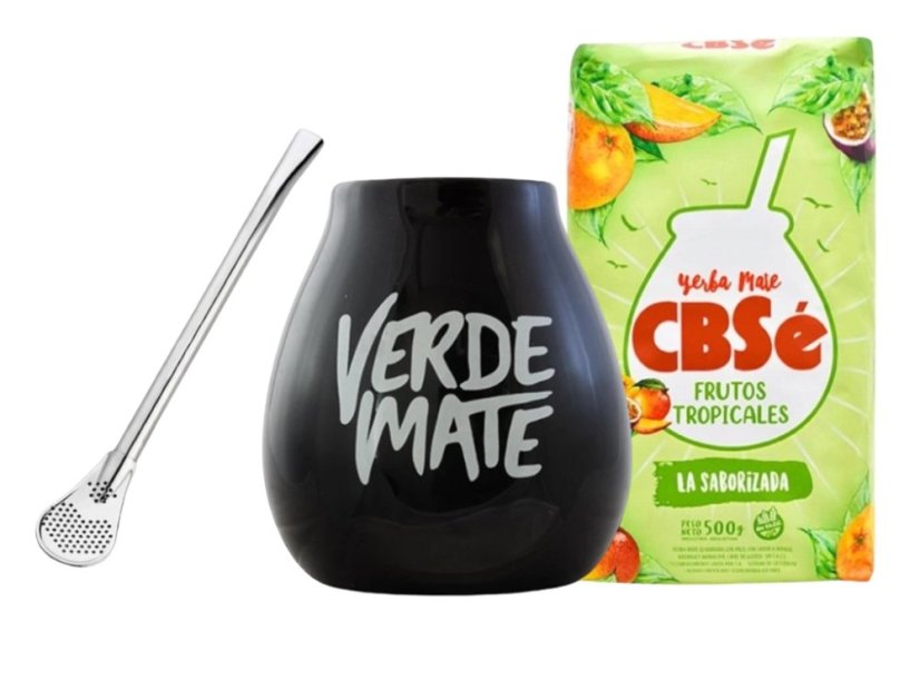 Set Verde Mate černý + Yerba Mate dle výběru - Příchuť: CBSé Frutos Tropicales
