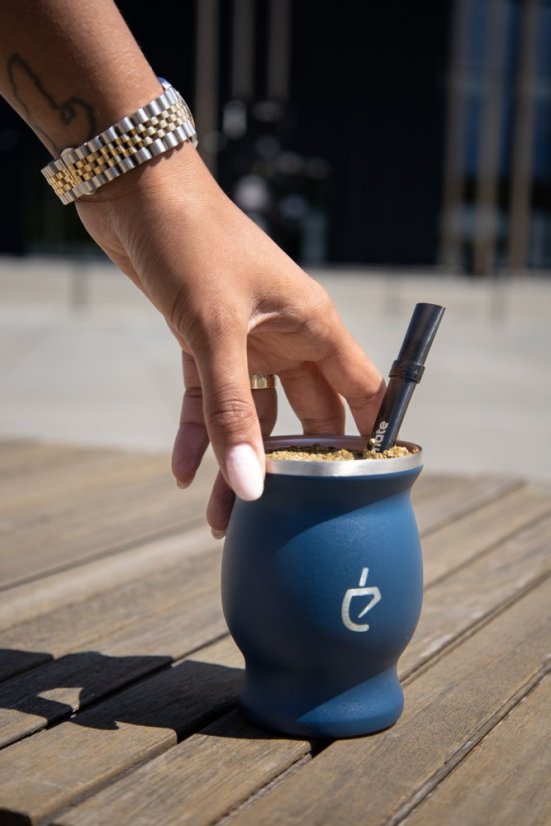 Un Mate Set modrý + Yerba Mate dle výběru - Příchuť: CBSé Energia
