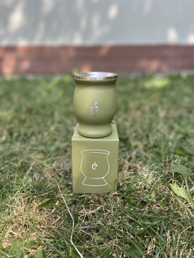 Set Un Mate - zelené nerezové matero + bombilla + štěteček
