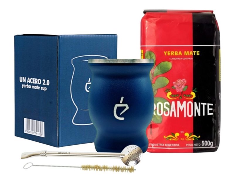 Un Mate Set modrý + Yerba Mate dle výběru - Příchuť: CBSé Naranja