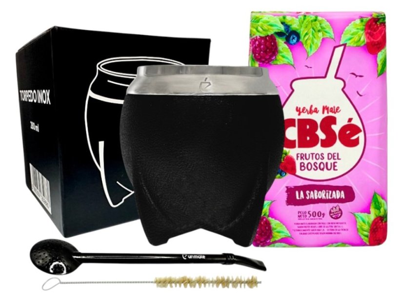 Set Un Mate Torpedo INOX + Yerba Mate dle vyberu - Příchuť: CBSé Frutos del Bosque