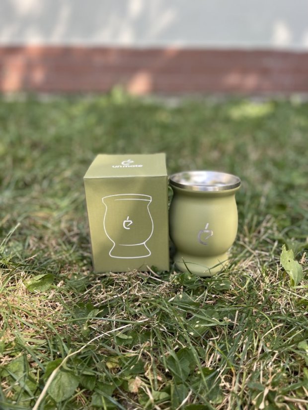 Set Un Mate - zelené nerezové matero + bombilla + štěteček